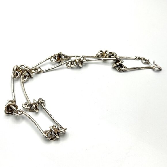 1990s Modernist 22" Turkish Sterling Silver Knot Necklace — EUC - Picture 2 of 9